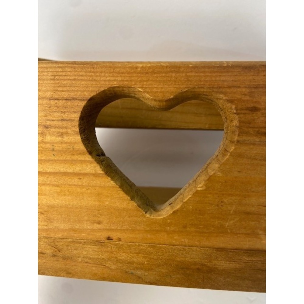 Vintage Rustic Wooden Desk Organizer Heart Cutout Mail Caddy Farmhouse Decor - Picture 7 of 11